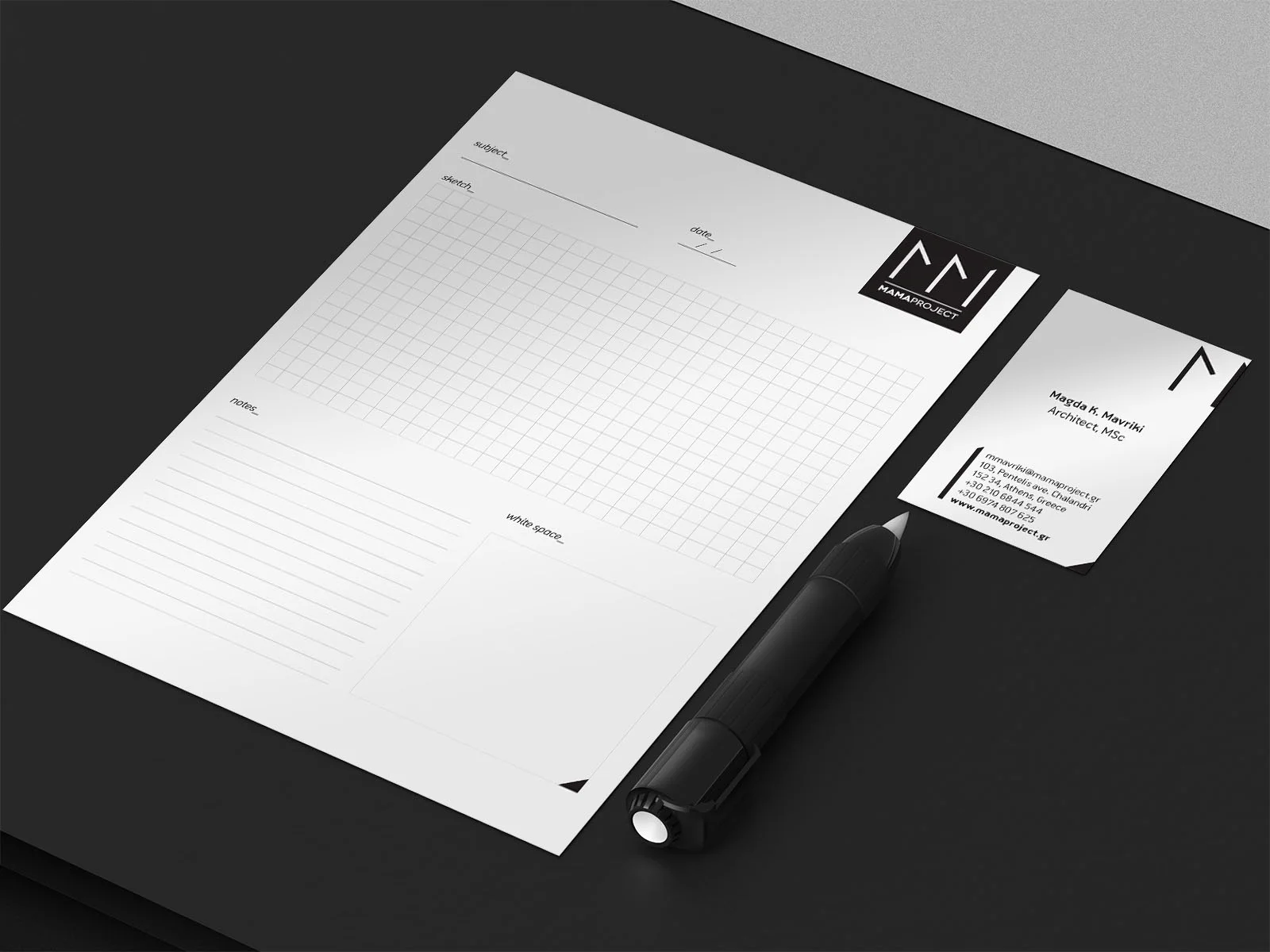 MAMAproject — notepad and business card using the geometric identity