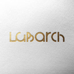 Labarch Architecture embossed logo and visual identity