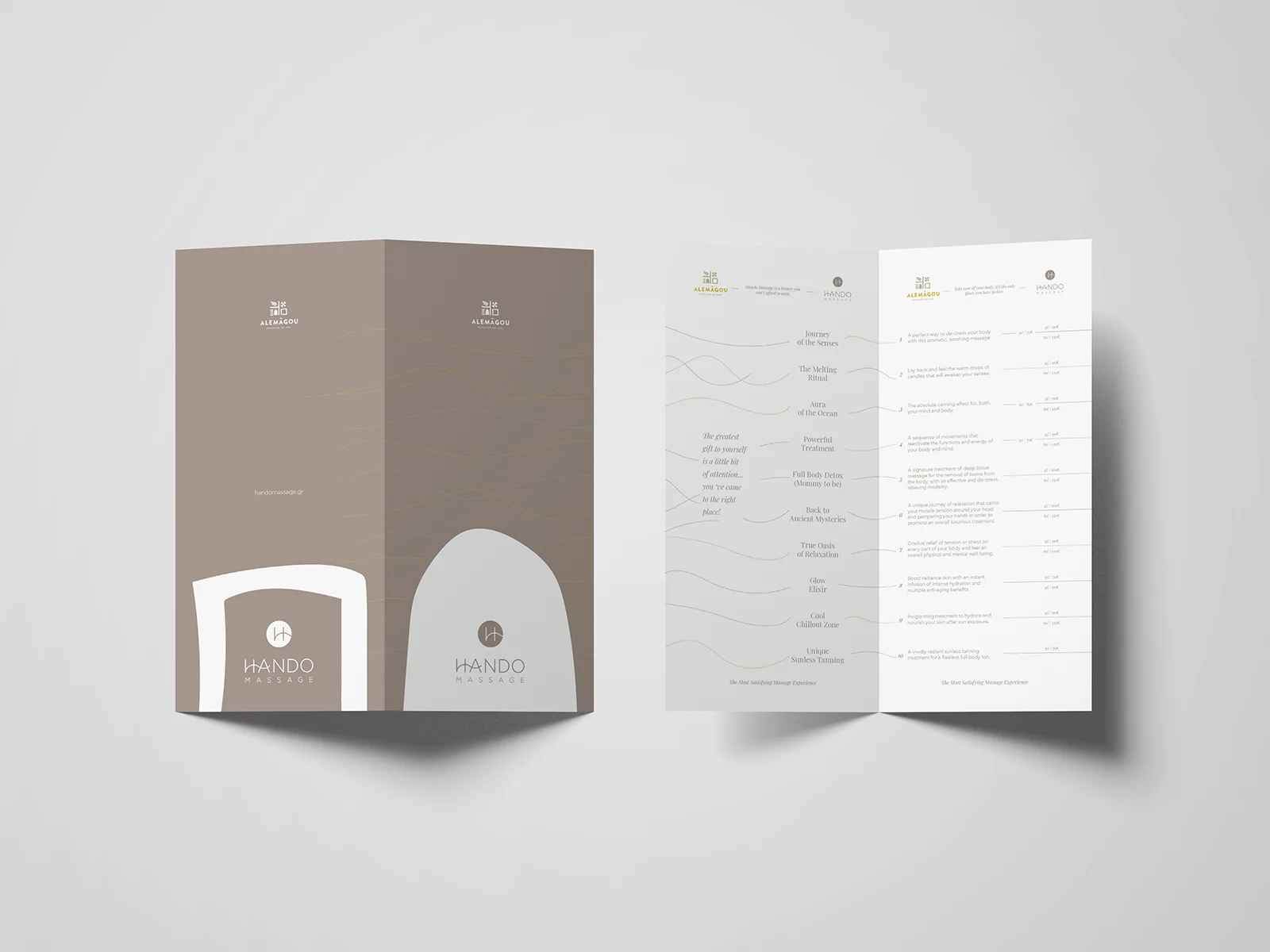 Hando Massage & Spa — menu design