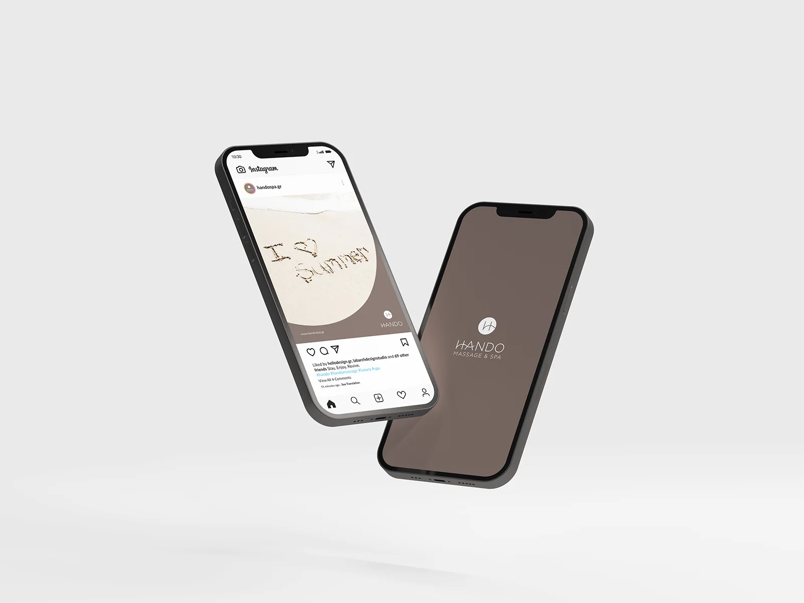 Hando Massage & Spa — digital brand application on a phone