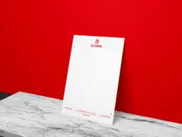 ECHMES letterhead with red geometric logo and fine rules