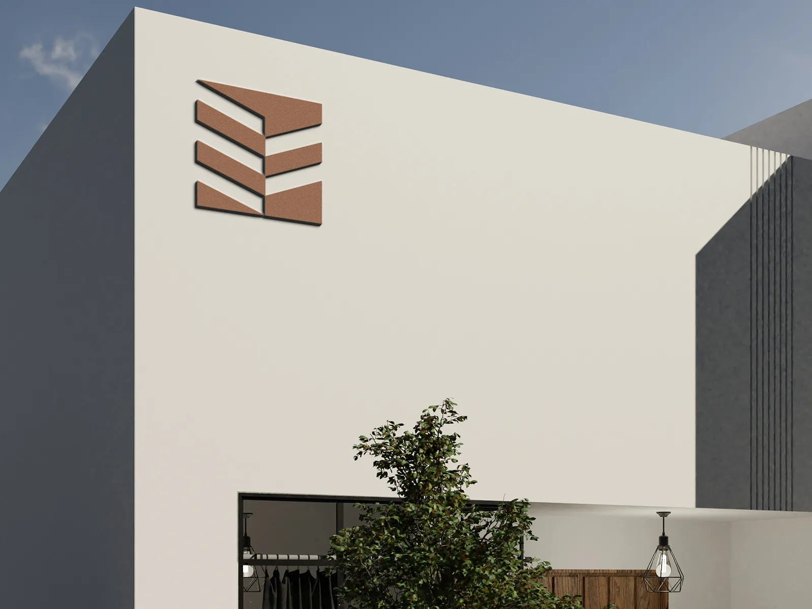 Architectural ERMASS symbol on an exterior wall mockup