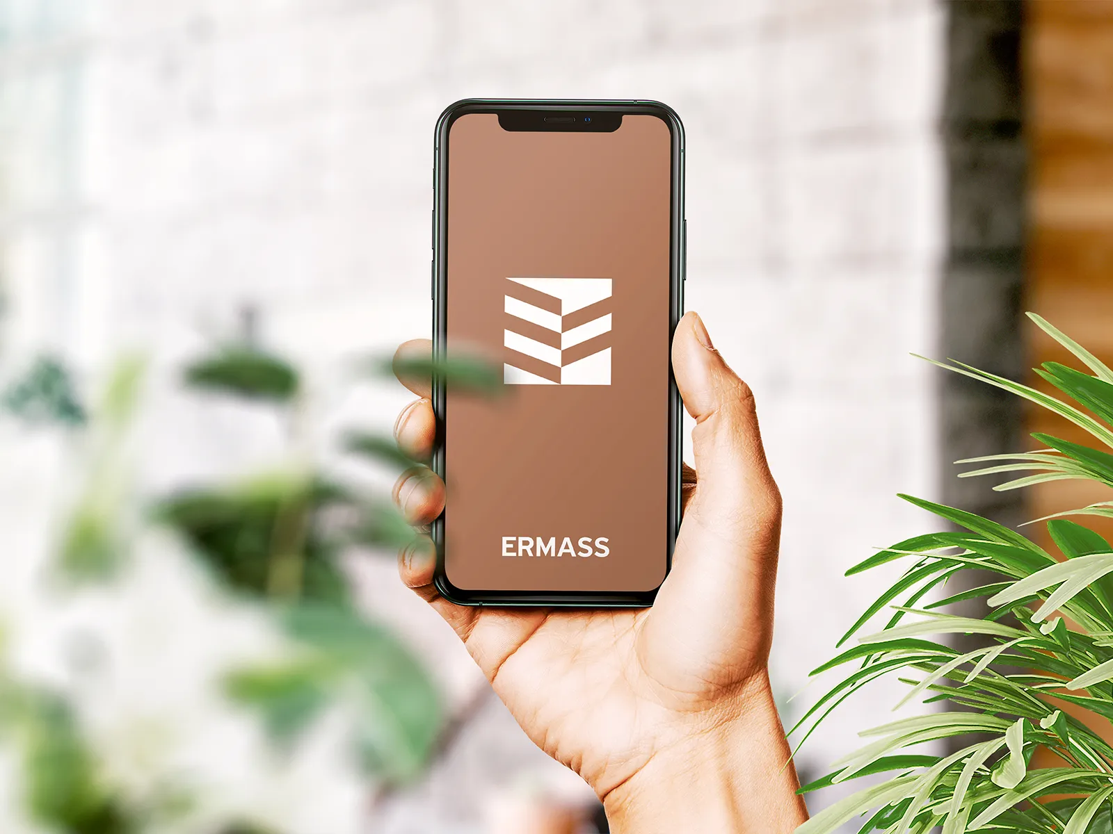 ERMASS visual identity applied to a mobile screen mockup