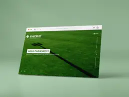 Σχεδιασμός website Everleaf με παρουσίαση γηπέδου πρασίνου σε παράθυρο browser