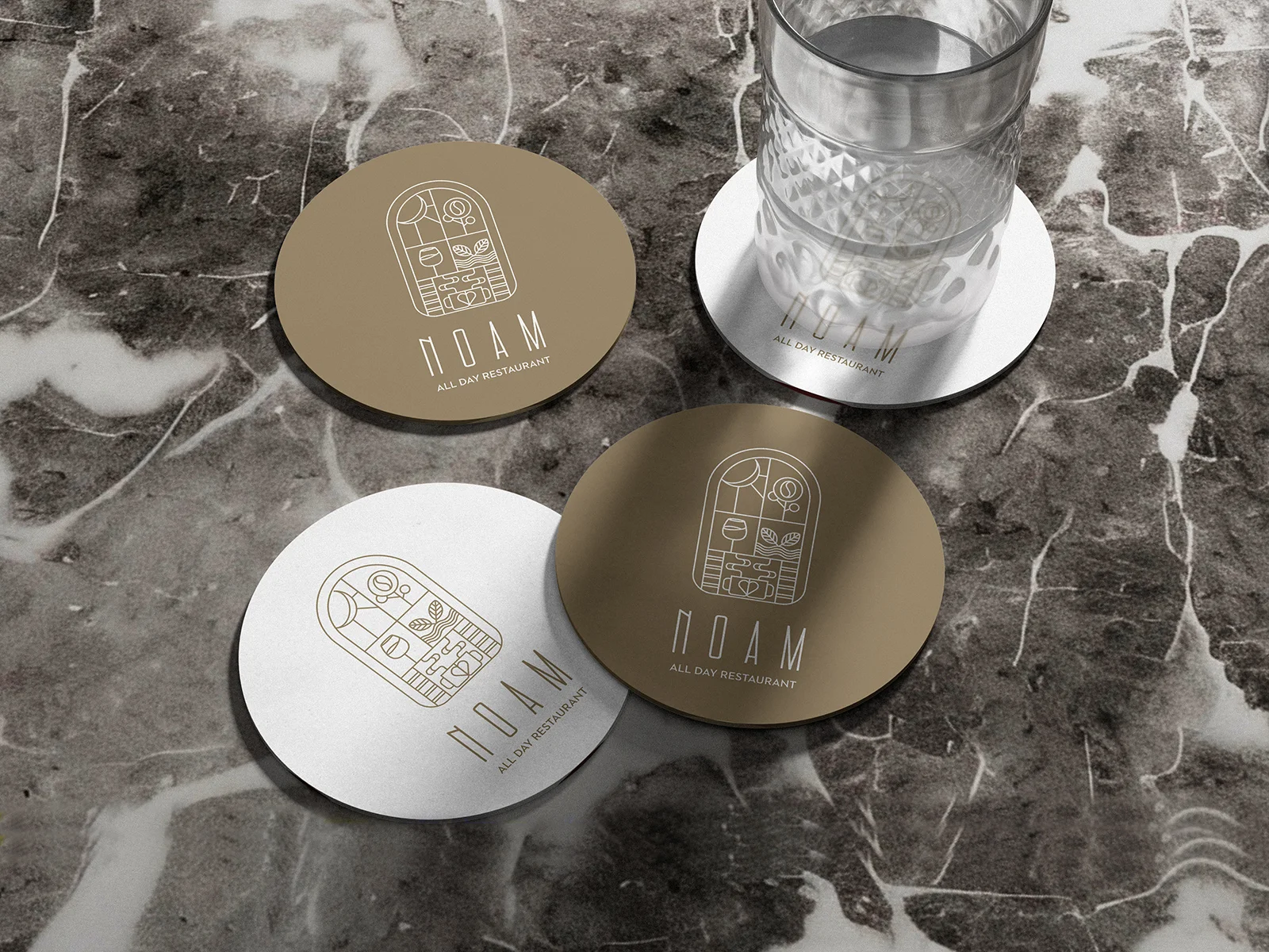 NOAM All Day Restaurant — branded coasters