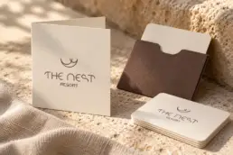 The Nest Resort — guest cards and key-card holder, application visualisation.